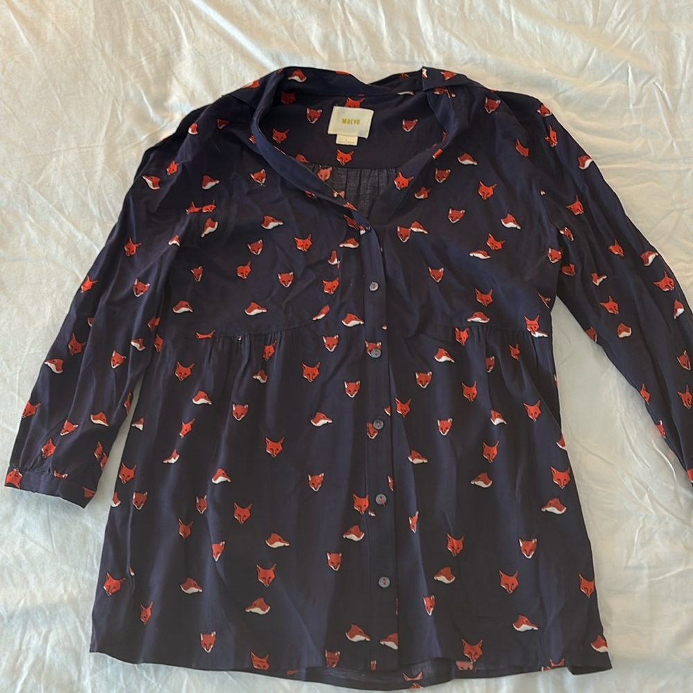 V neck printed blouse